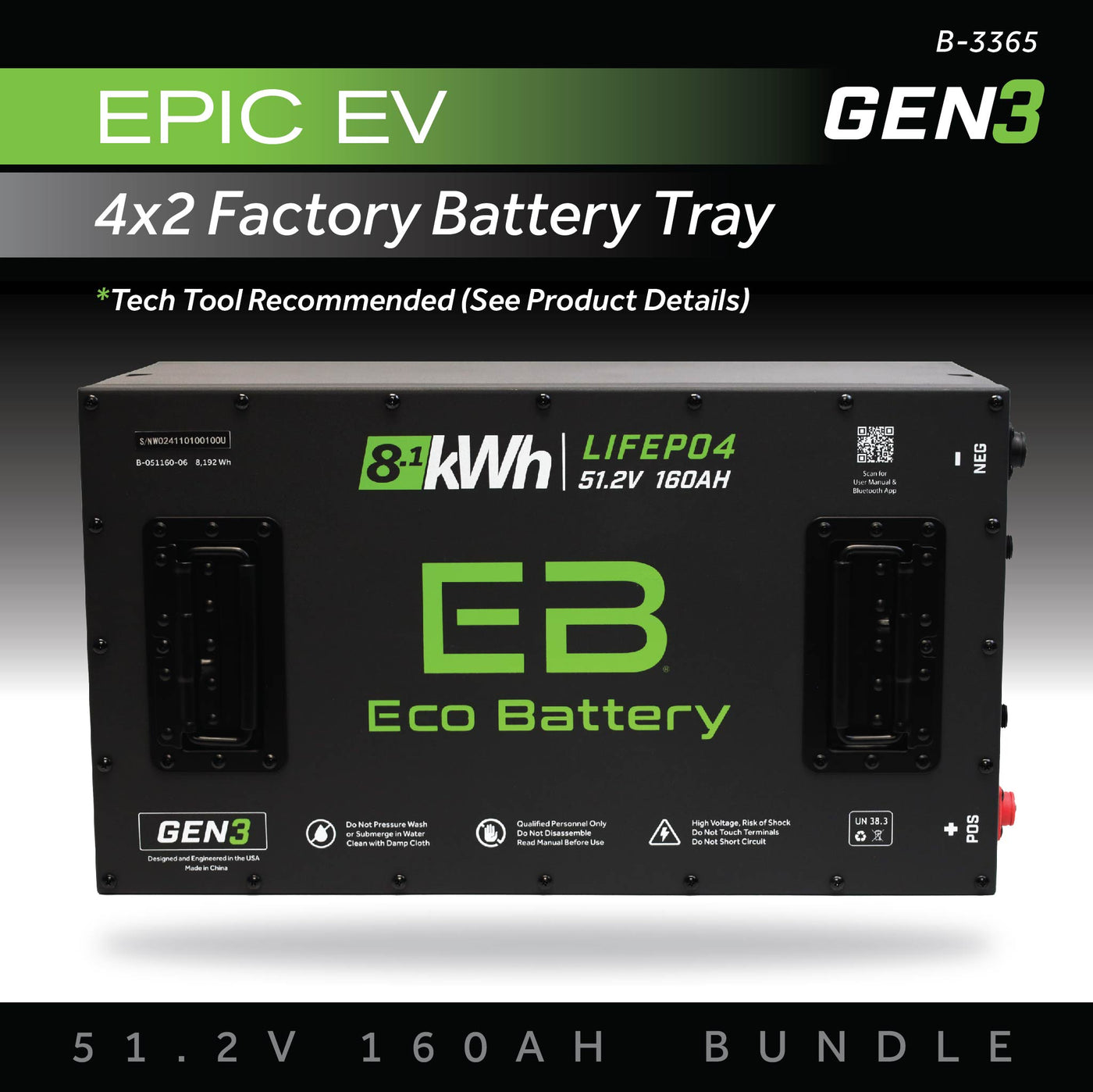 Eco Battery (48V) 51V 160AH Battery Bundle / Epic EV (4 x 2 Factory Battery Tray Bundle)