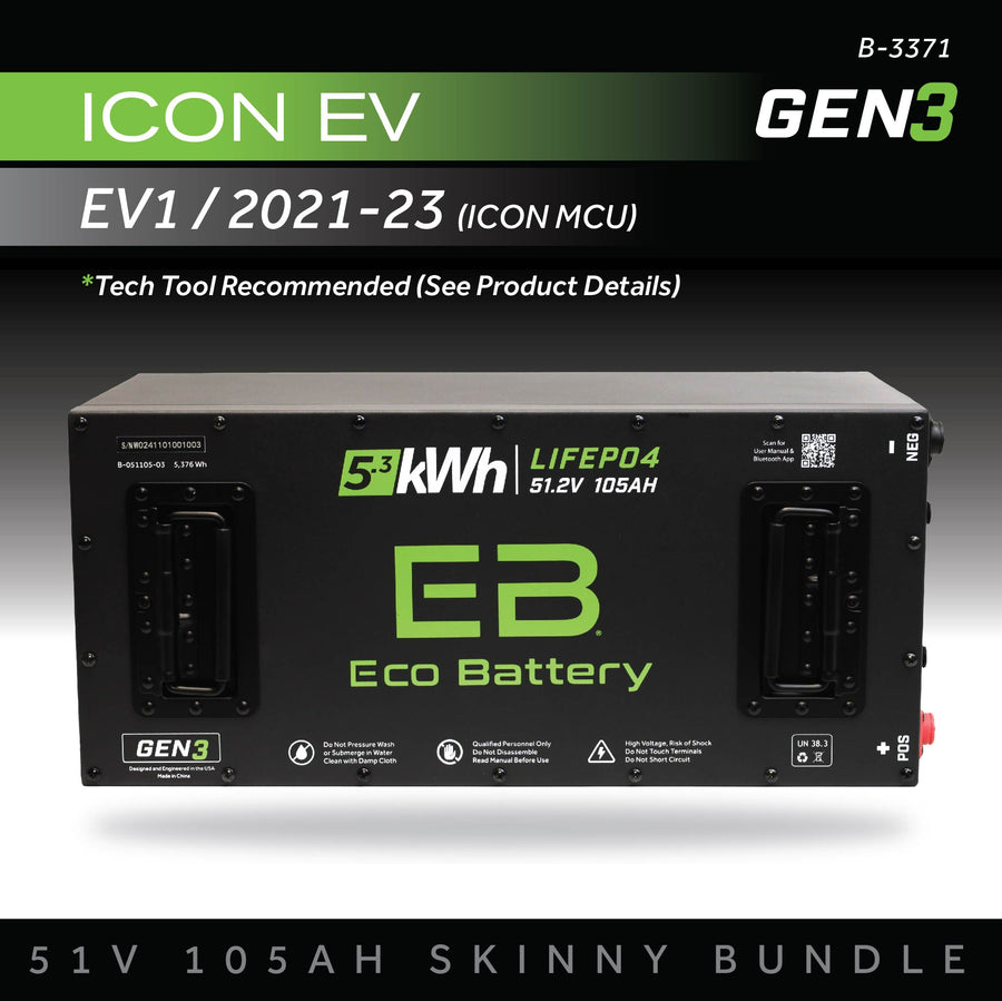 Eco Battery (48V) 51V 105AH Skinny Battery Bundle / ICON EV / 2021-23 (ICON MCU)