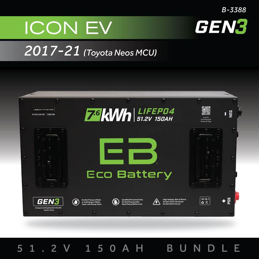 Eco Battery (48V) 51V 150AH Battery Bundle / ICON EV / 2017-21 (Toyota Neos MCU)