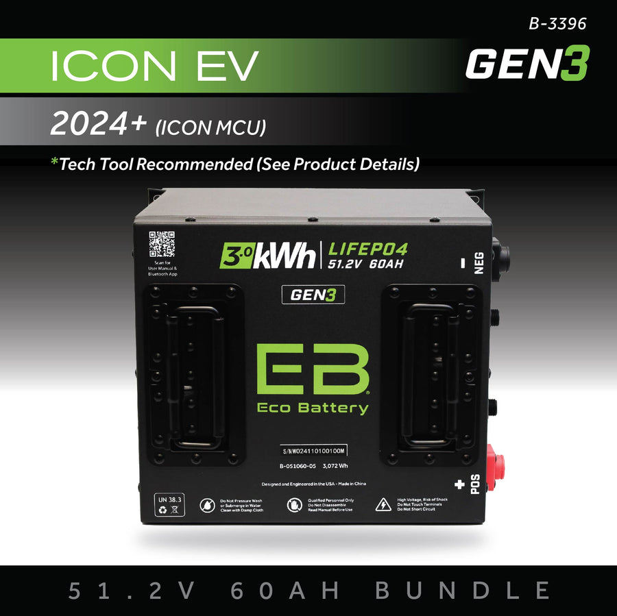 Eco Battery (48V) 51V 60AH Battery Bundle / ICON EV / 2024+ (ICON MCU)