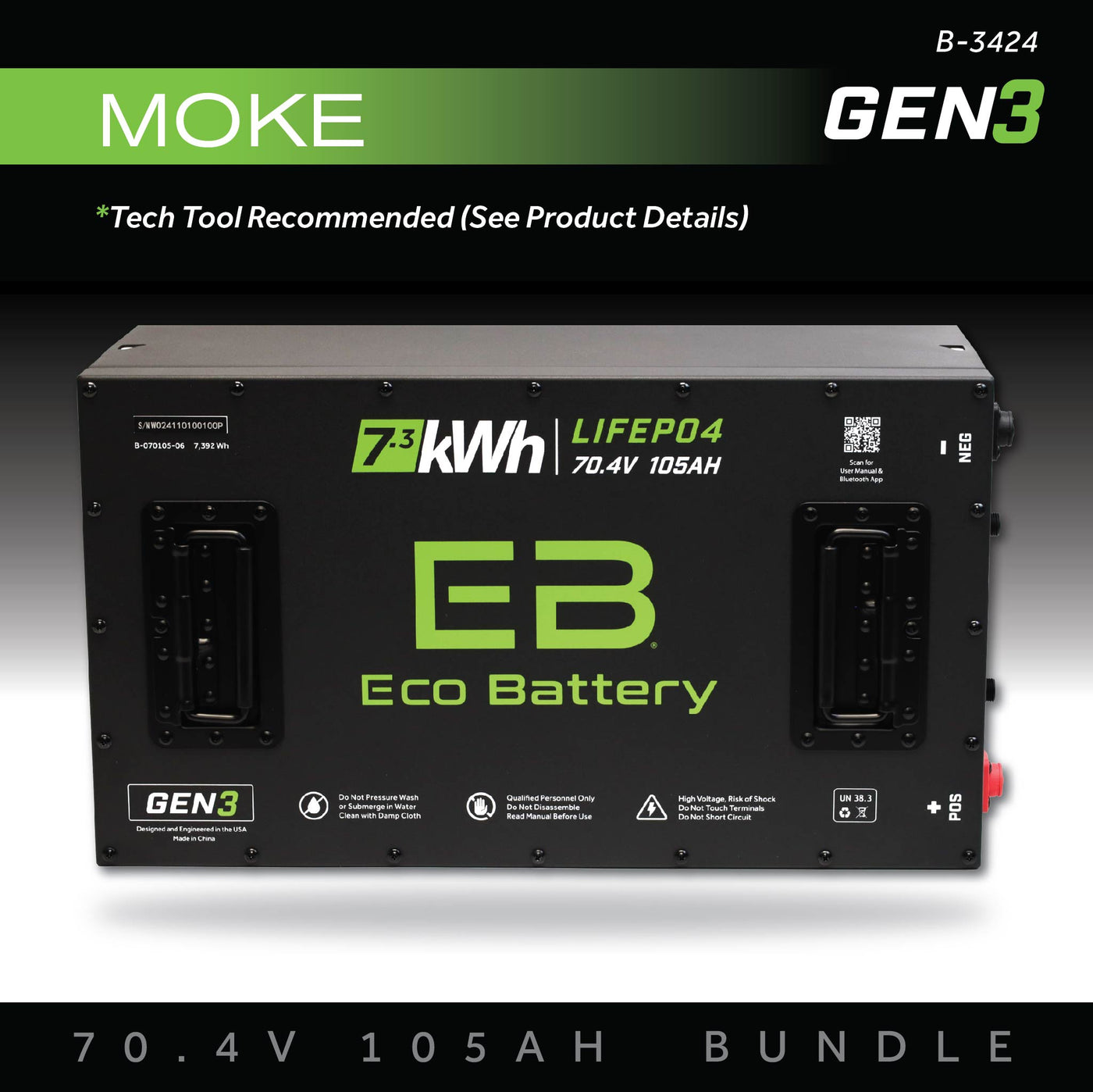 Eco Battery (72V) 70V 105AH Battery Bundle / Moke