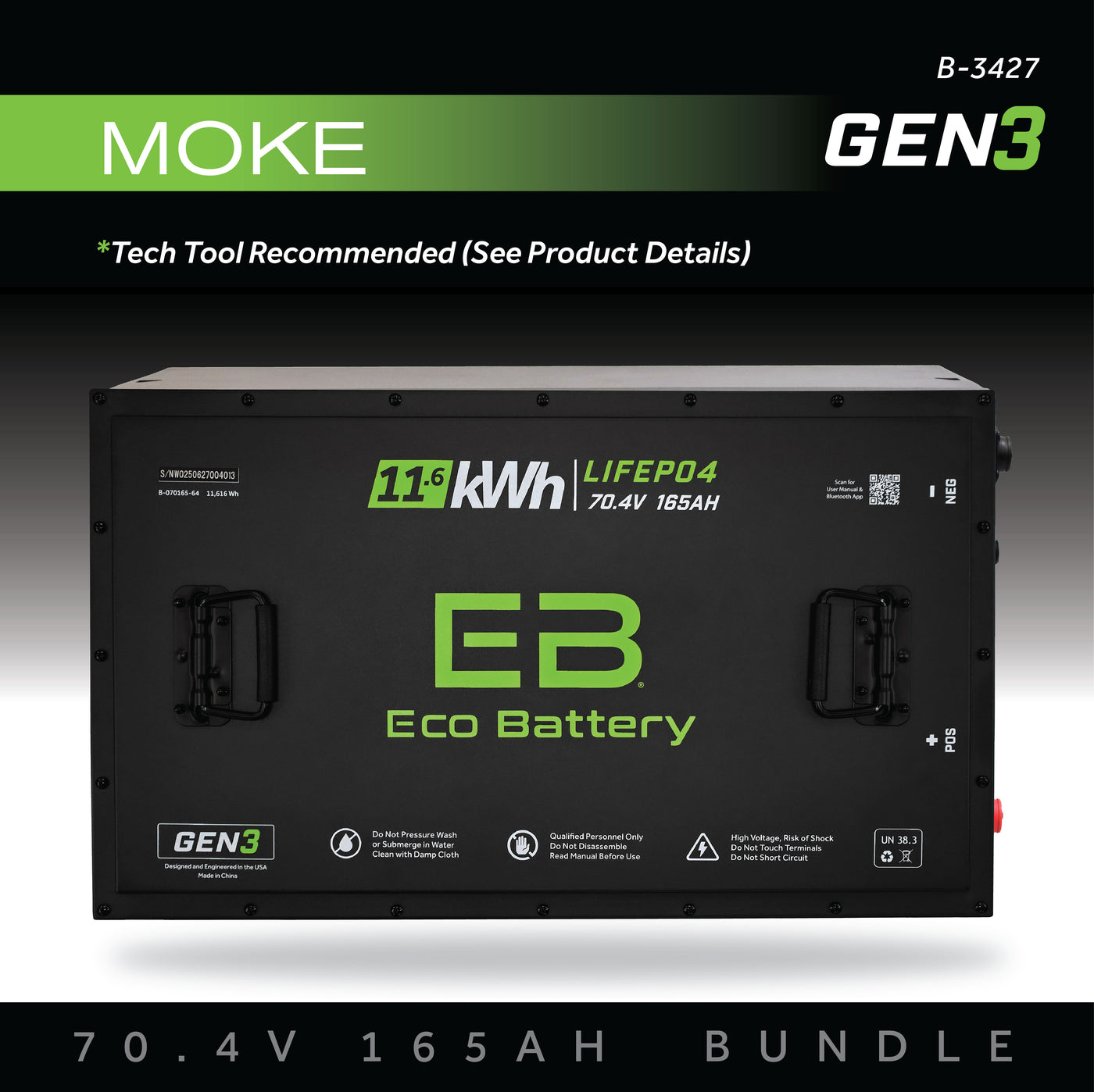 Eco Battery 70V (72V) 165AH Battery Bundle / Moke