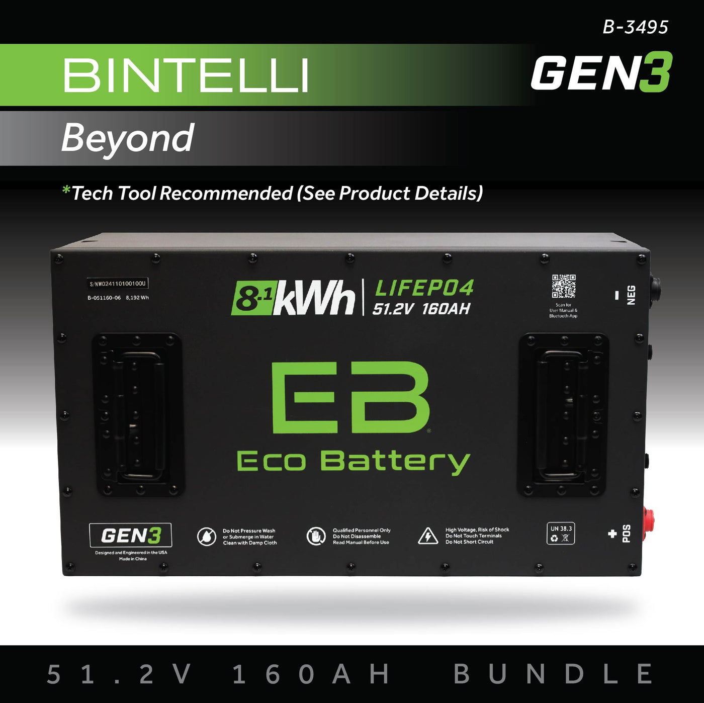 Eco Battery (48V) 51V 160AH Battery Bundle / Bintelli Beyond