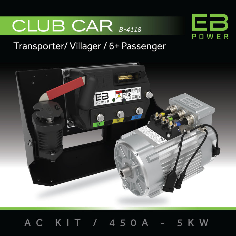 EB Power AC Kit / 450A + 5kW (BETTER TORQUE) / Club Car Transporter/Villager / 6 Passenger
