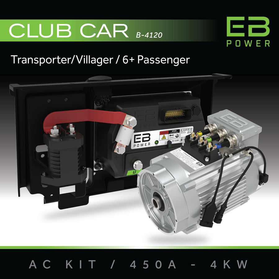 EB Power AC Kit / 450A + 4kW (BETTER TORQUE) / Club Car Transporter/Villager / 6+ Passenger