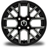 MODZ® Matrix 12x7 Glossy Black with Ball Mill 12" Golf Cart Wheel