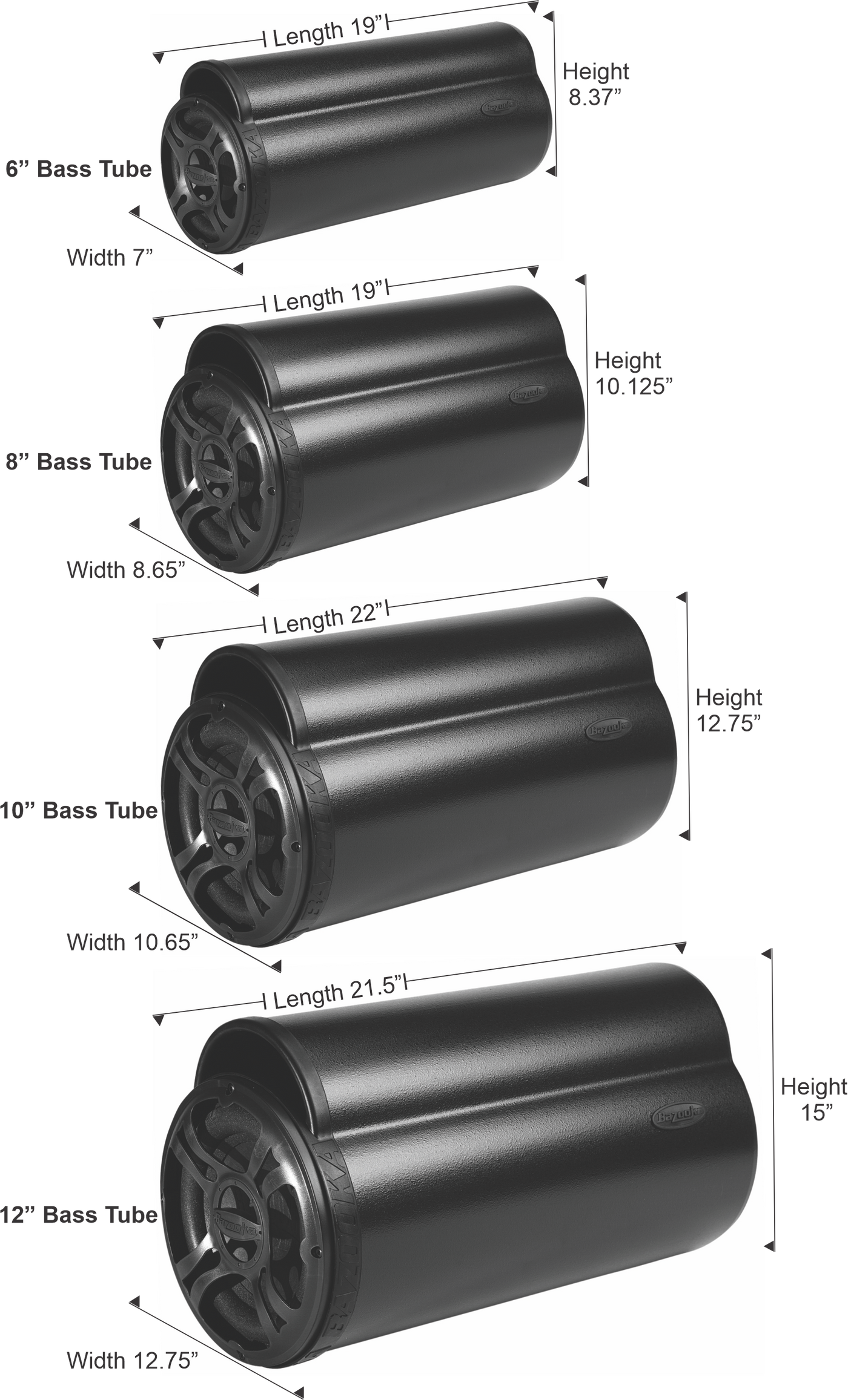 Bazooka BT Series 10" Amplified Bass Tubes