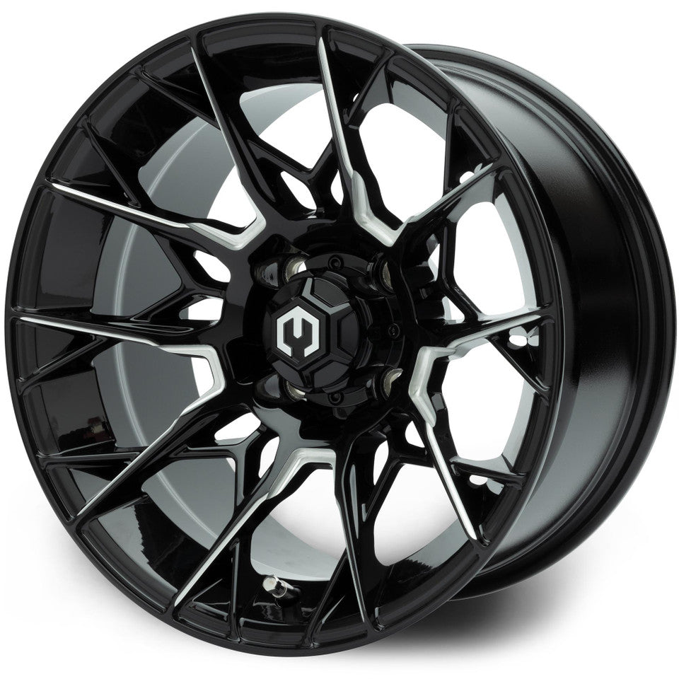 MODZ® Chaos 14x7 Glossy Black with Ball Mill · Golf Carts Modified