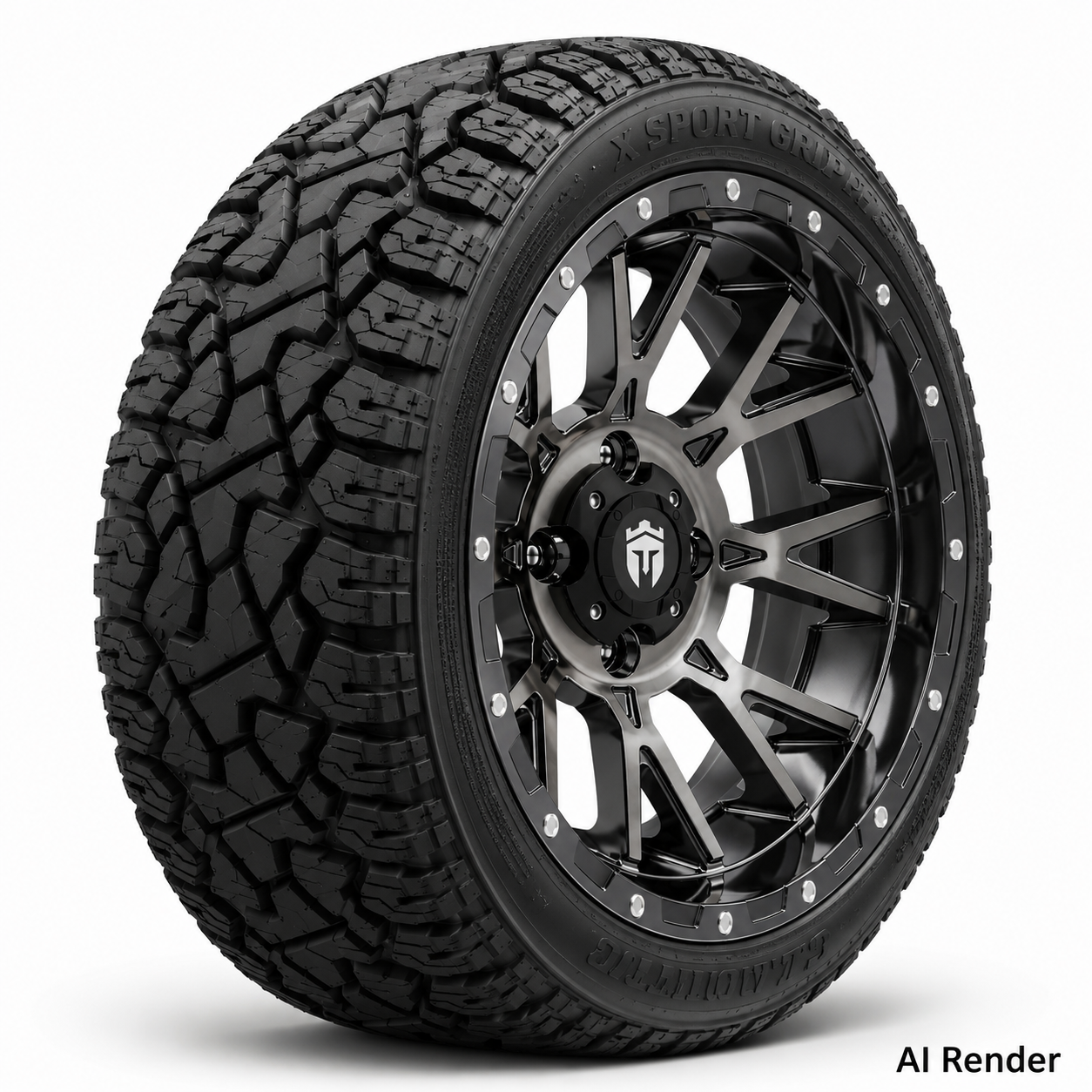 Empire 14" Savage SV5 Black Chrome Wheel & X Comp Golf X/T Tire Package