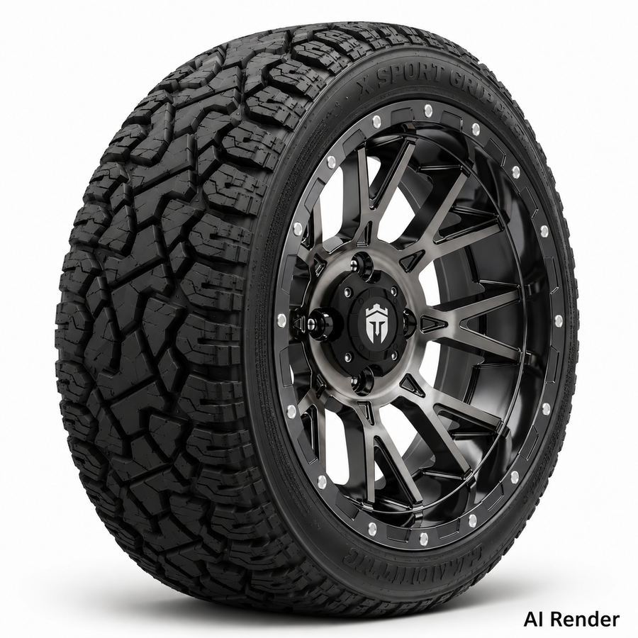 Empire 14" Savage SV5 Black Chrome Wheel & X Comp Golf X/T Tire Package