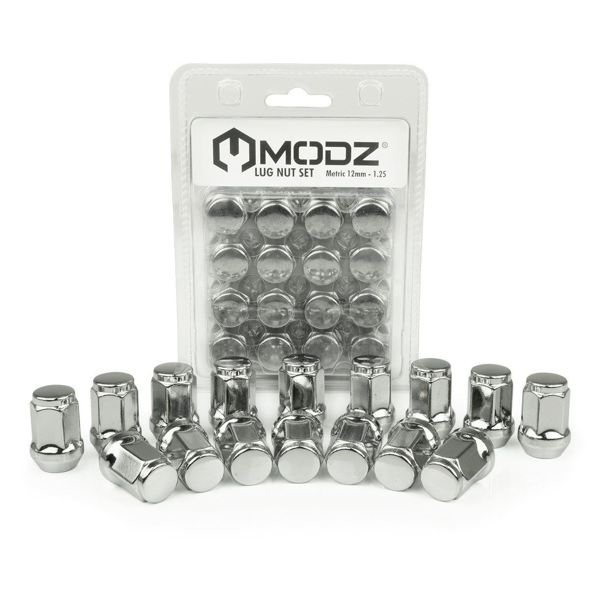MODZ Golf Cart Lug Nuts - Pack of 16 Metric (12mm -1.25) Chrome
