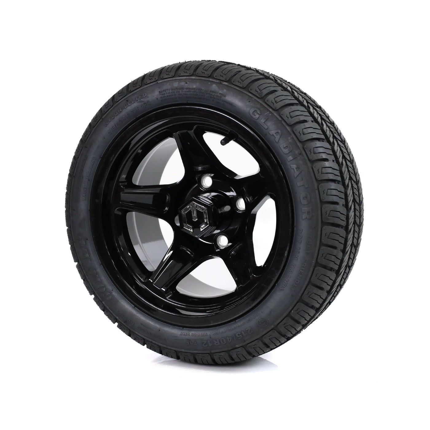 MODZ Drift 12x7 Glossy Black & Gladiator Golf A/P Tire Combo