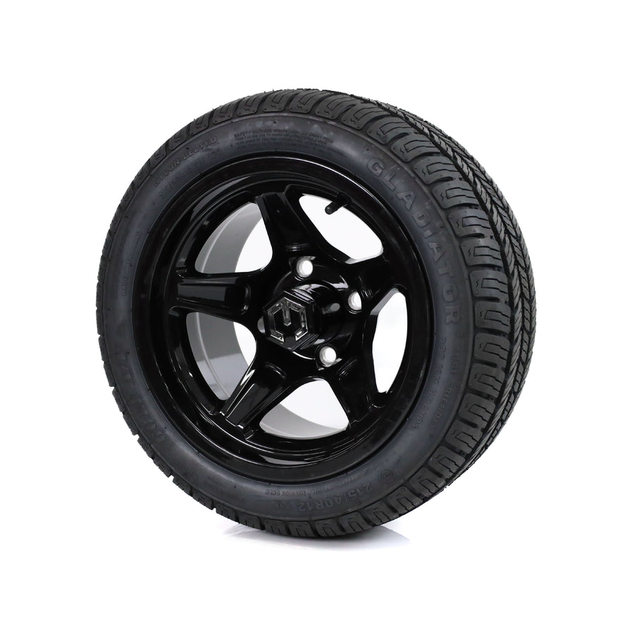 MODZ Drift 12x7 Glossy Black & Gladiator Golf A/P Tire Combo