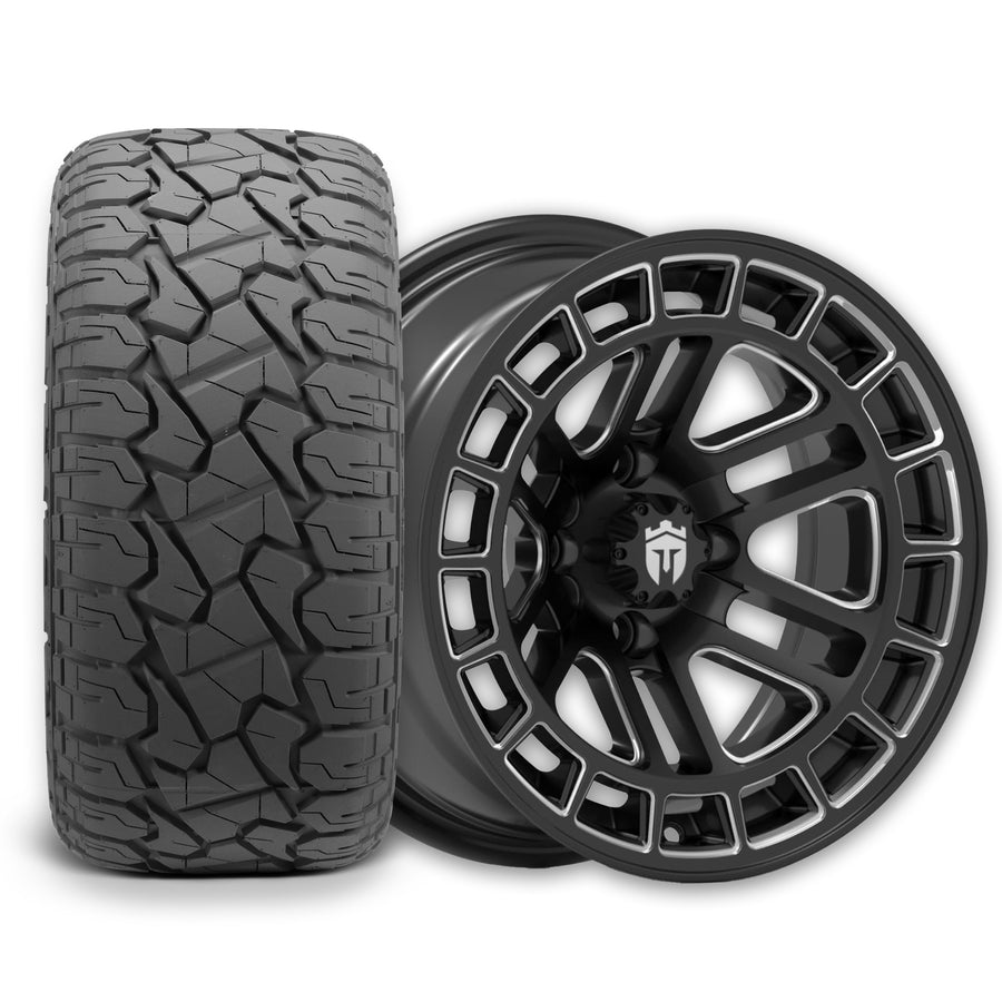 Empire Quest Q2 14x7 Gloss Black Wheel with X Comp Golf X/T Tire