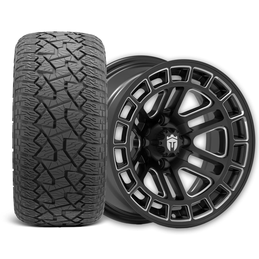 Empire Quest Q2 14x7 Gloss Black Wheel with X Comp Golf A/T Tire