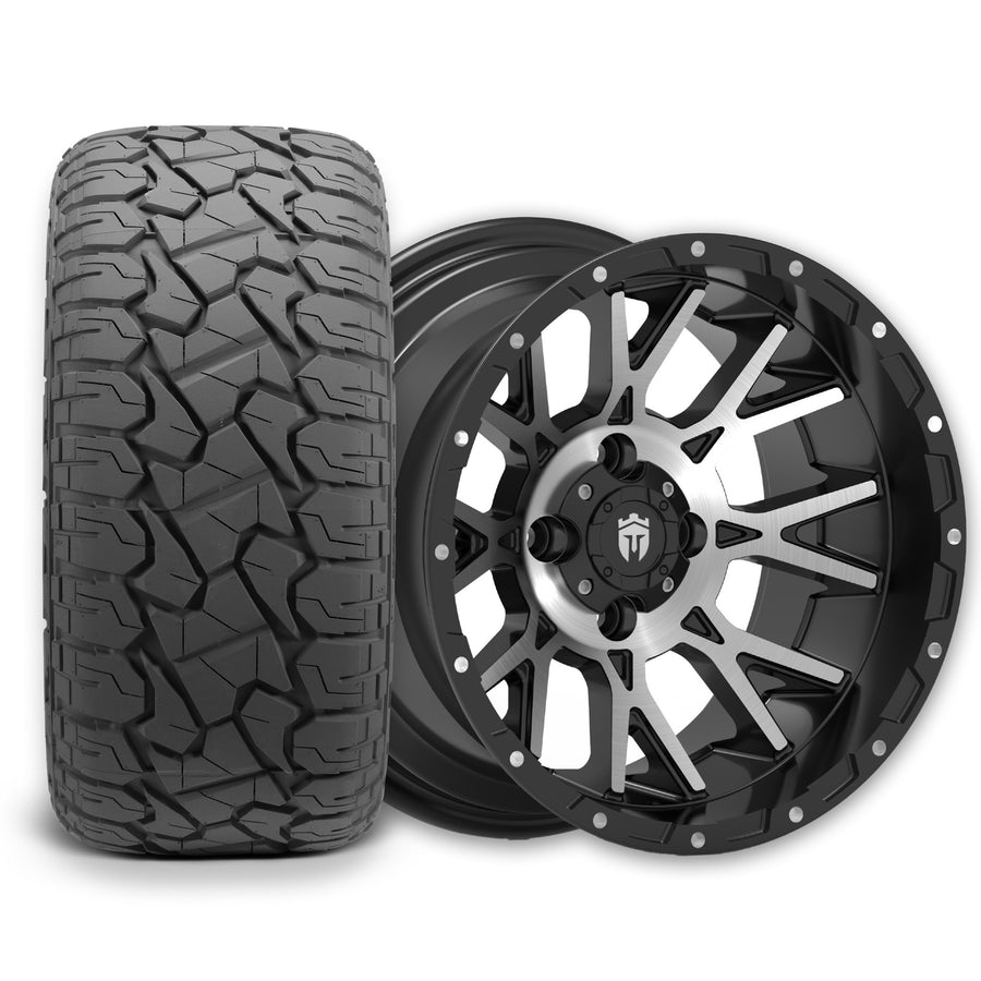 Empire Savage SV3 14x8 Gloss Black Machined Face with X Comp Golf X/T Tire