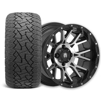 Empire Savage SV3 14x8 Gloss Black Machined Face with X Comp Golf A/T Tire
