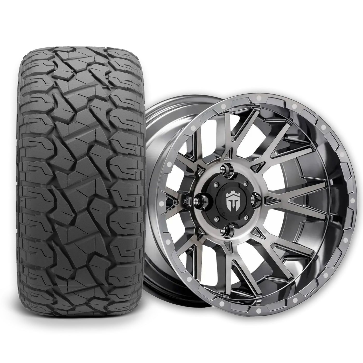 Empire Savage SV5 14x7 Black Chrome Wheel with X Comp Golf X/T Tire