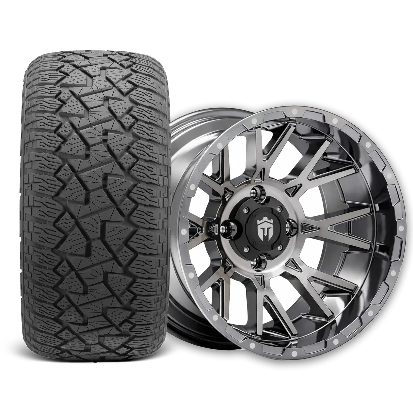 Empire Savage SV5 14x7 Black Chrome Wheel with X Comp Golf A/T Tire