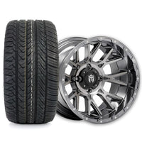 Empire Savage SV5 14x7 Black Chrome Wheel with X Comp Golf H/T Tire
