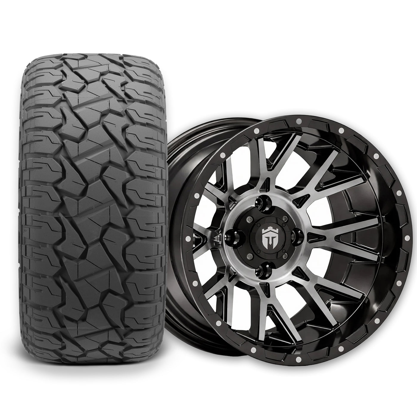 Empire Savage SV6 14x8 Gloss Black Tinted Machined Face Wheel with X Comp Golf X/T Tire