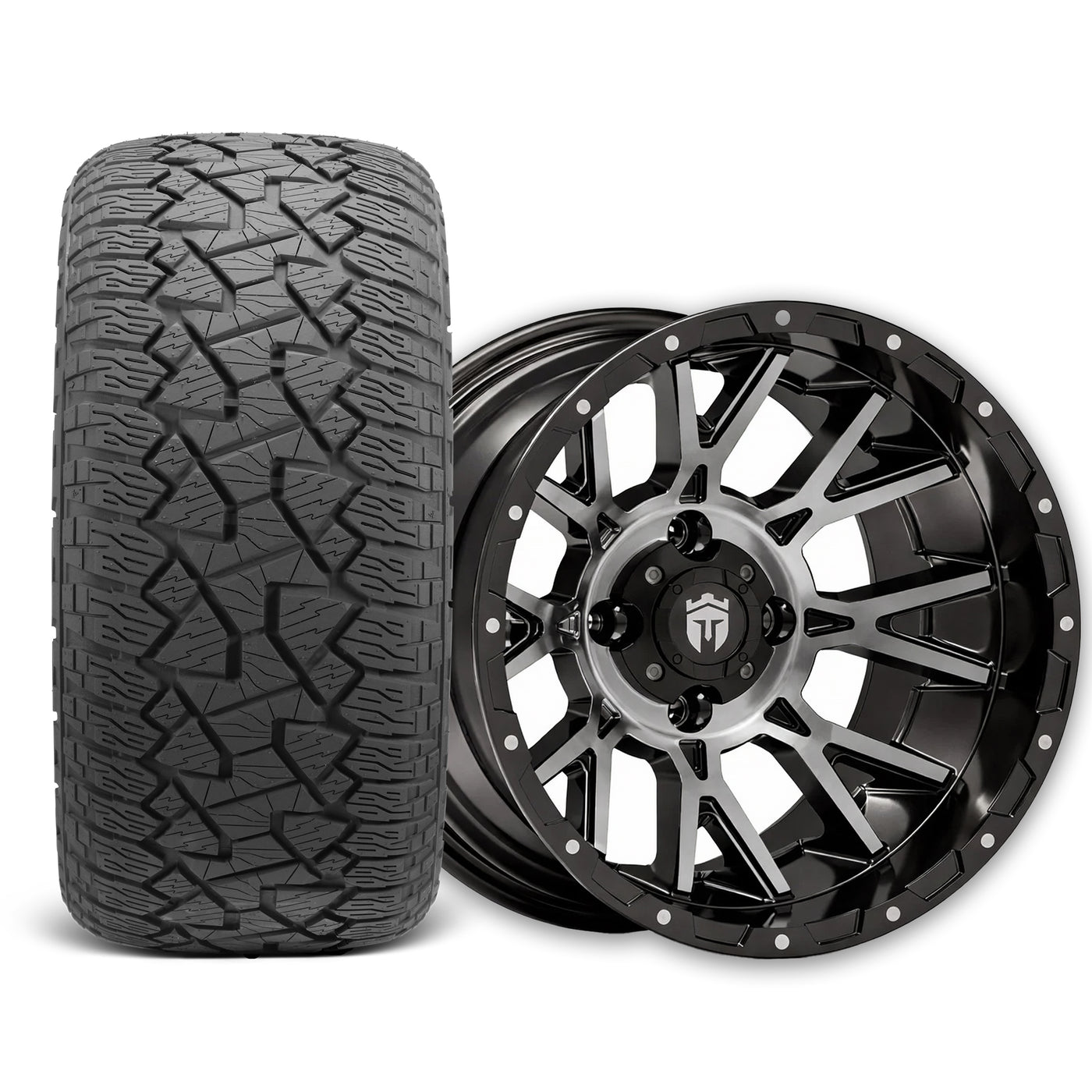 Empire Savage SV6 14x8 Gloss Black Tinted Machined Face Wheel with X Comp Golf A/T Tire