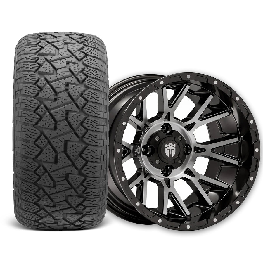 Empire Savage SV6 14x8 Gloss Black Tinted Machined Face Wheel with X Comp Golf A/T Tire