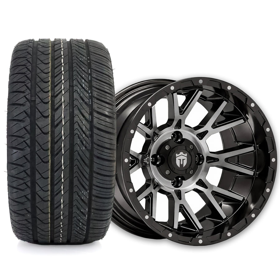 Empire Savage SV6 14x8 Gloss Black Tinted Machined Face Wheel with X Comp Golf H/T Tire