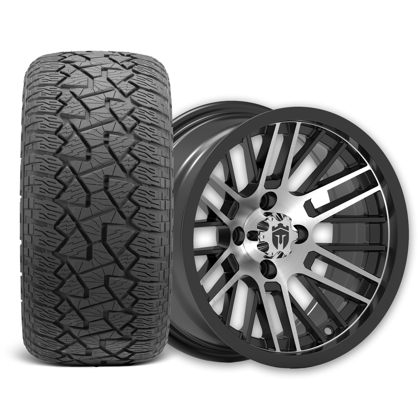 Empire Switch SWGB3 14x7 Gloss Black Machined Face with X Comp Golf A/T Tire