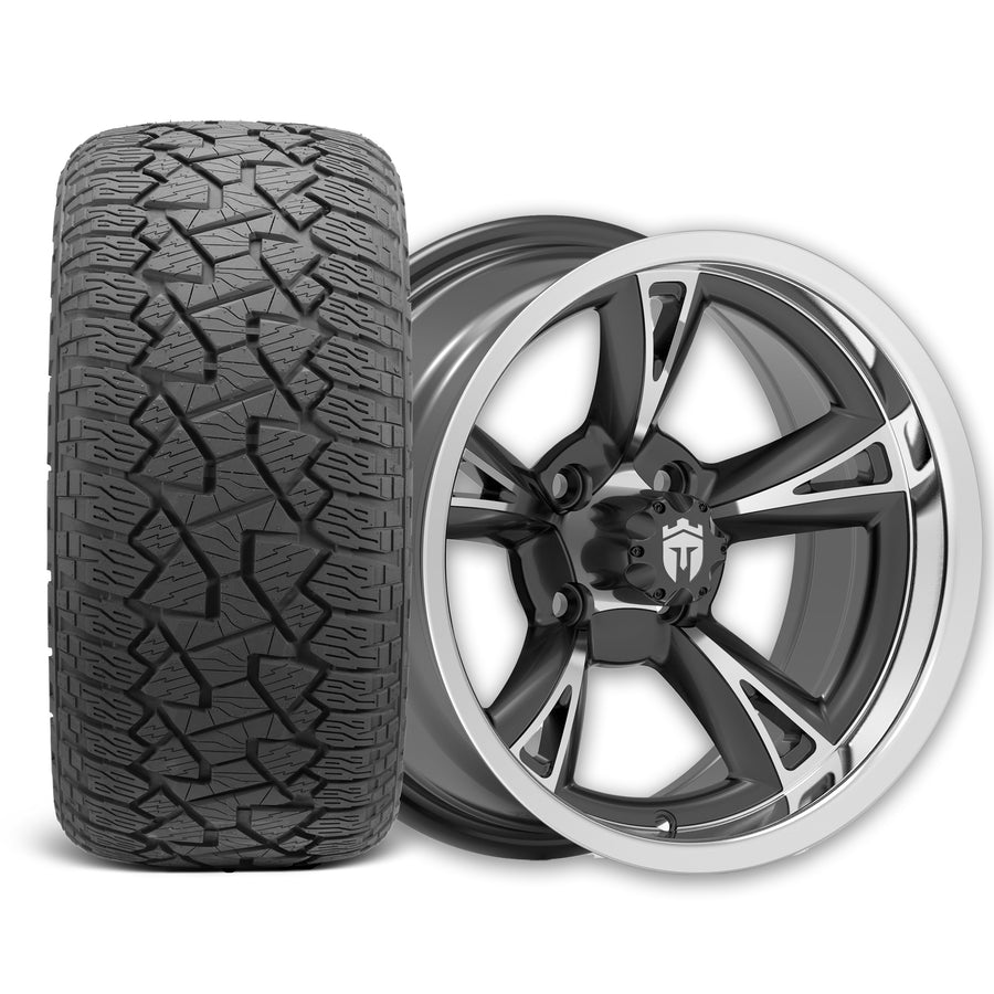 Empire Rodder RD1 14x7 Black Polished Wheel with X Comp Golf A/T Tire