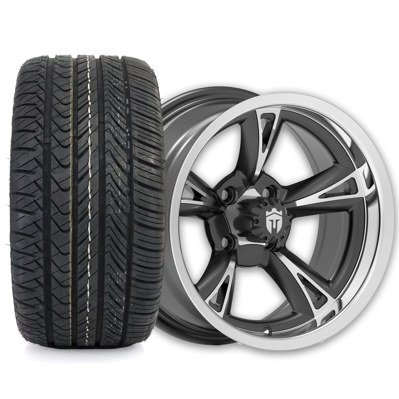 Empire Rodder RD1 14x7 Black Polished Wheel with X Comp Golf H/T Tire