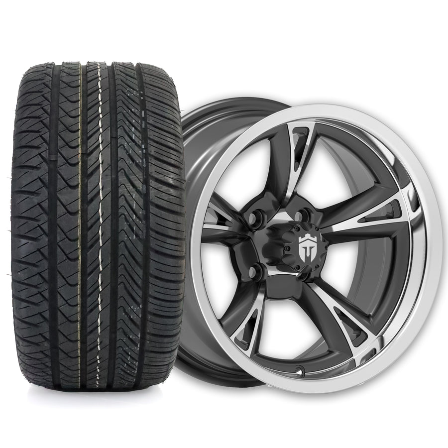 Empire Rodder RD1 14x7 Black Polished Wheel with X Comp Golf H/T Tire