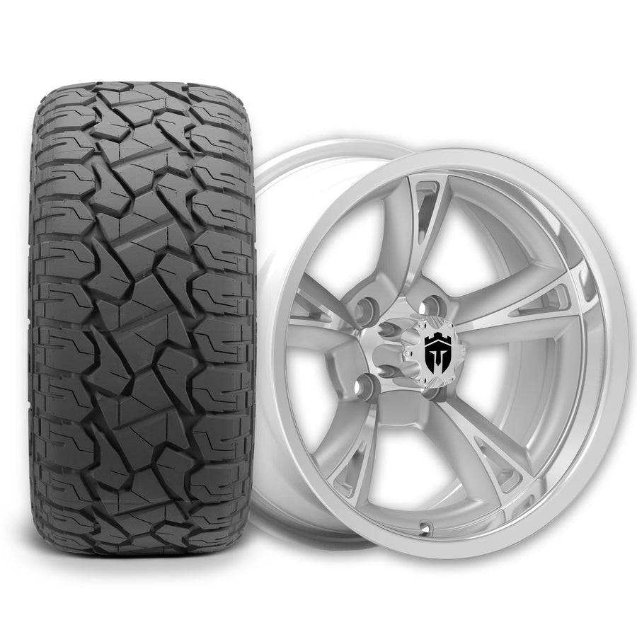 Empire Rodder RD2 14x7 Silver Polished Wheel with X Comp Golf X/T Tire