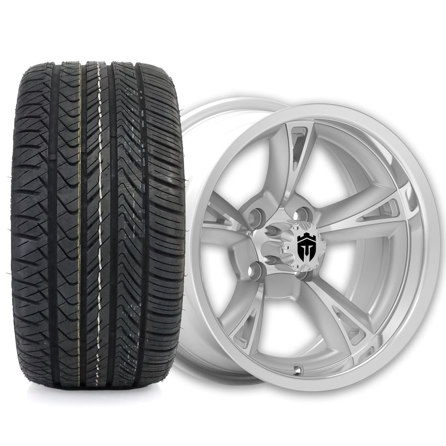 Empire Rodder RD2 14x7 Silver Polished Wheel with X Comp Golf H/T Tire