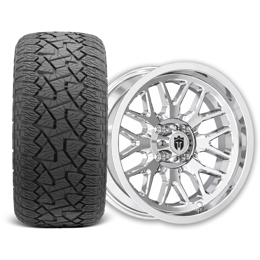 Empire Crown C4 15x7 Chrome Wheel with X Comp Golf A/T 23x10R15 Tire