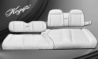 Kozip Aeris Club Car DS Front and Rear Seat Cushion Set – White Base with Black Piping and White Cross Stitch