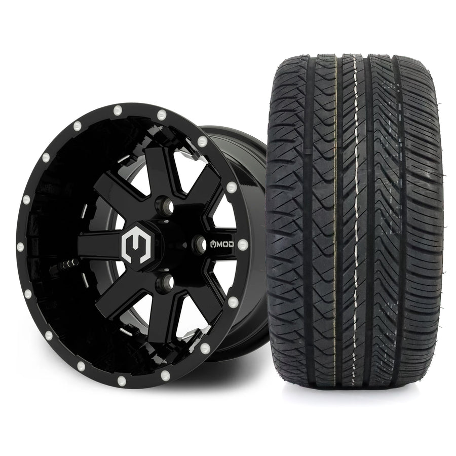 MODZ Assault 12x7 Glossy Black Wheel & X Comp Golf H/T Tire Package