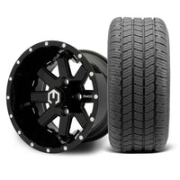 MODZ Assault 12x7 Glossy Black Wheel & Gladiator Golf A/P Tire Package