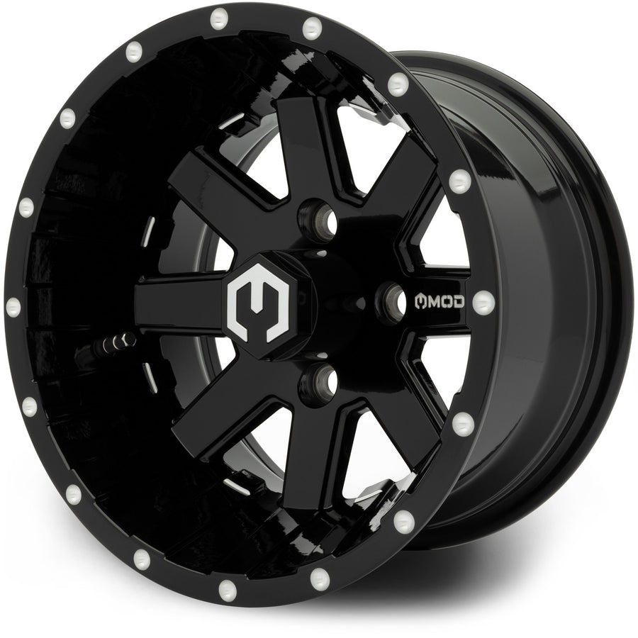 MODZ® Assault 12x7 Glossy Black Golf Cart Wheel