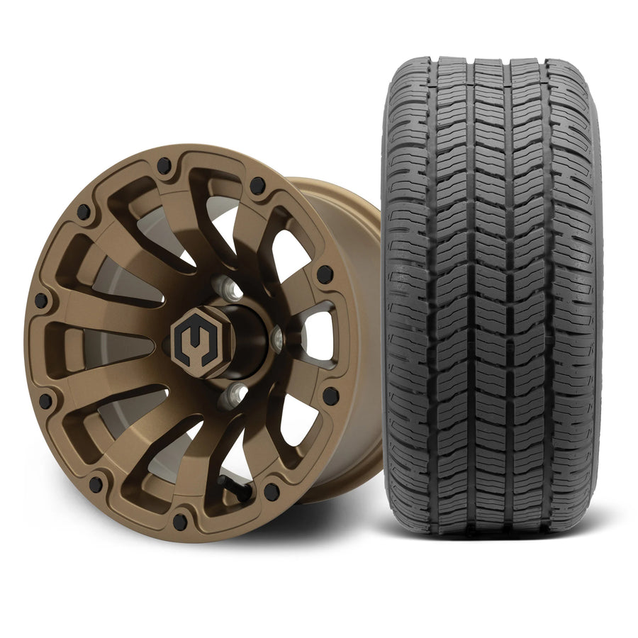 MODZ Bomber 12x7 Matte Bronze Wheel & Gladiator Golf A/P Tire Package