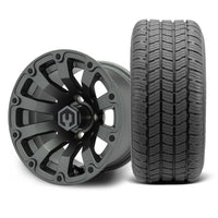 MODZ Bomber 12x7 Matte Gunmetal Wheel & Gladiator Golf A/P Tire Package