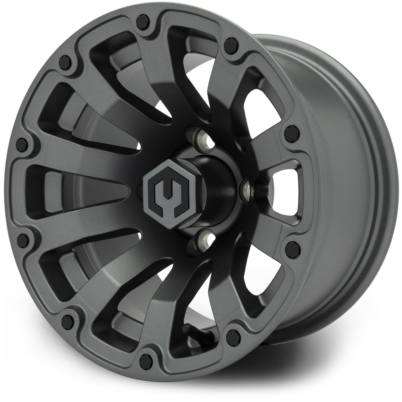 MODZ® Bomber 12x7 Matte Gunmetal Golf Cart Wheel