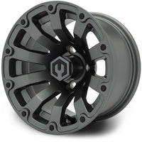MODZ® Bomber 12x7 Matte Gunmetal Golf Cart Wheel