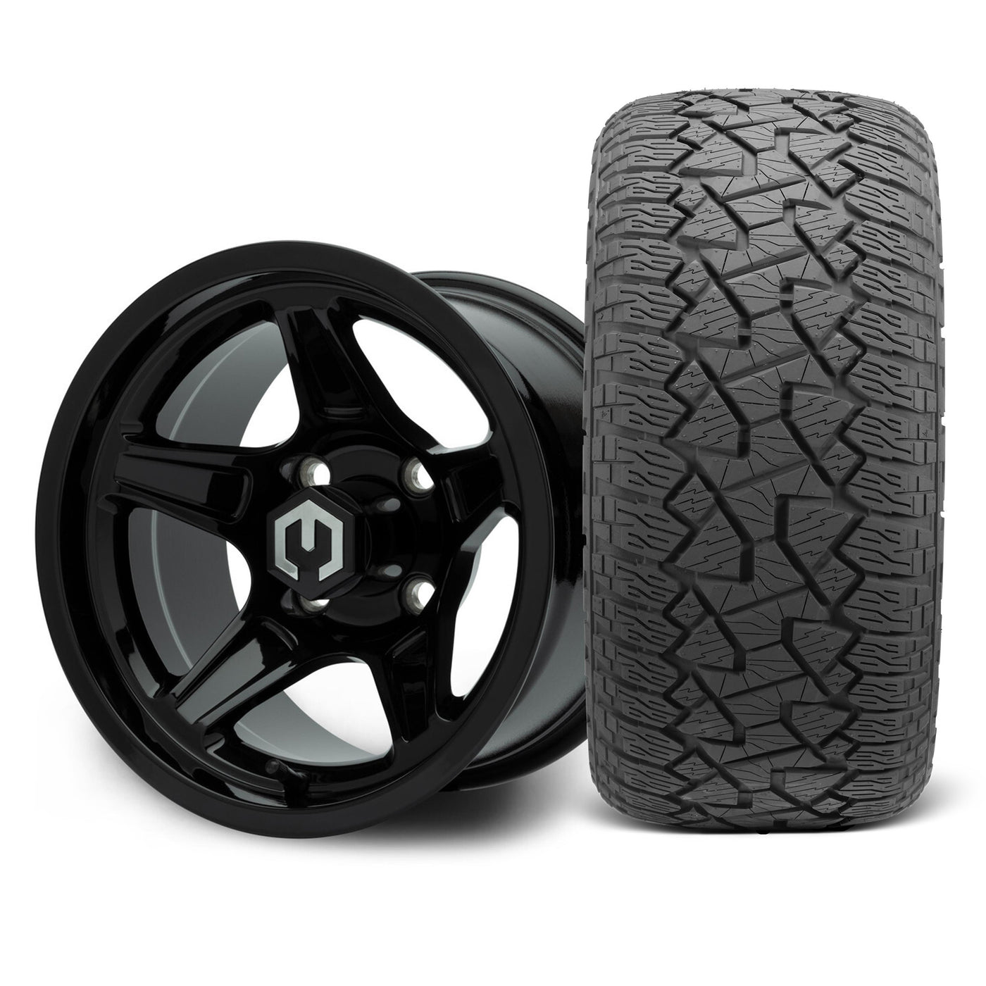 MODZ Drift 12x7 Glossy Black & X Comp A/T Tire Package