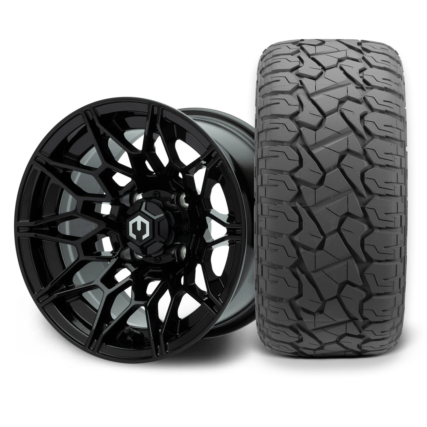 MODZ Galaxy 12x7  Glossy Black Wheel & X Comp Golf X/T Tire Package