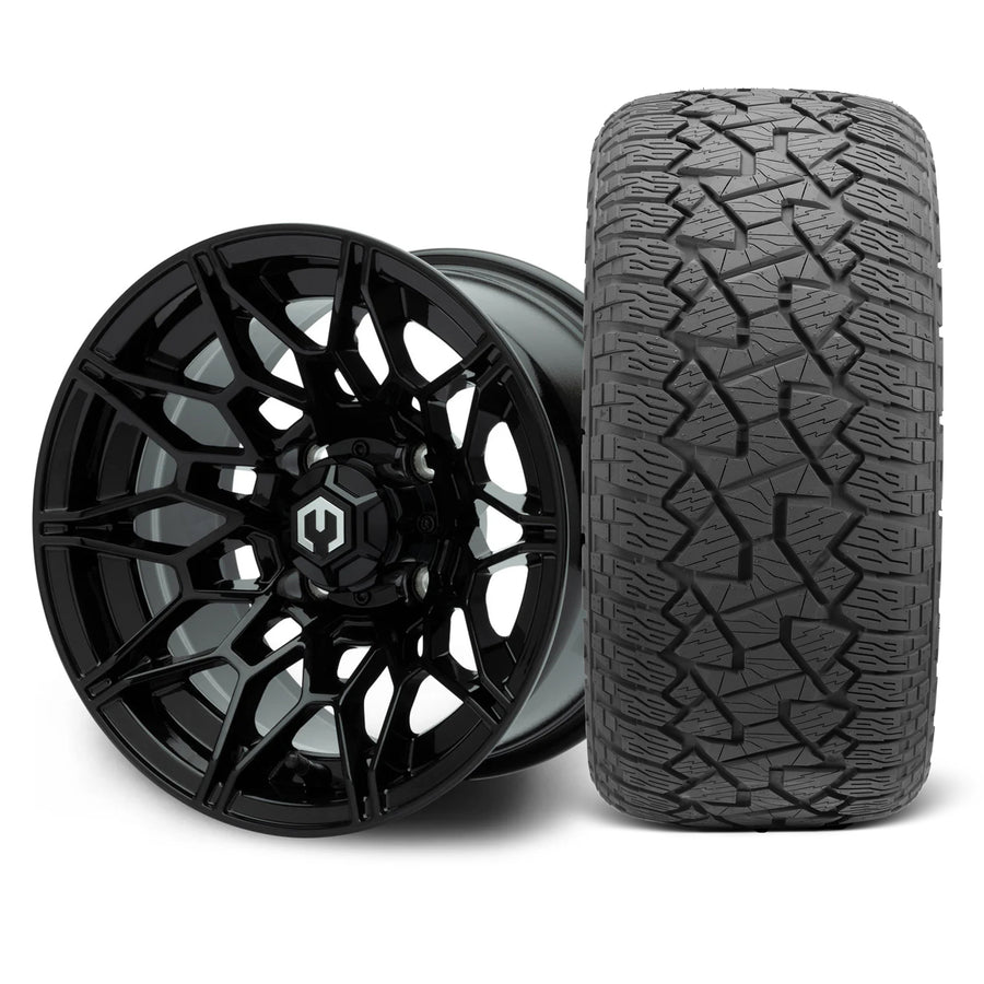 MODZ Galaxy 12x7  Glossy Black Wheel & X Comp Golf A/T Tire Package