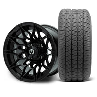 MODZ Galaxy 12x7  Glossy Black Wheel & Gladiator Golf A/P Tire Package