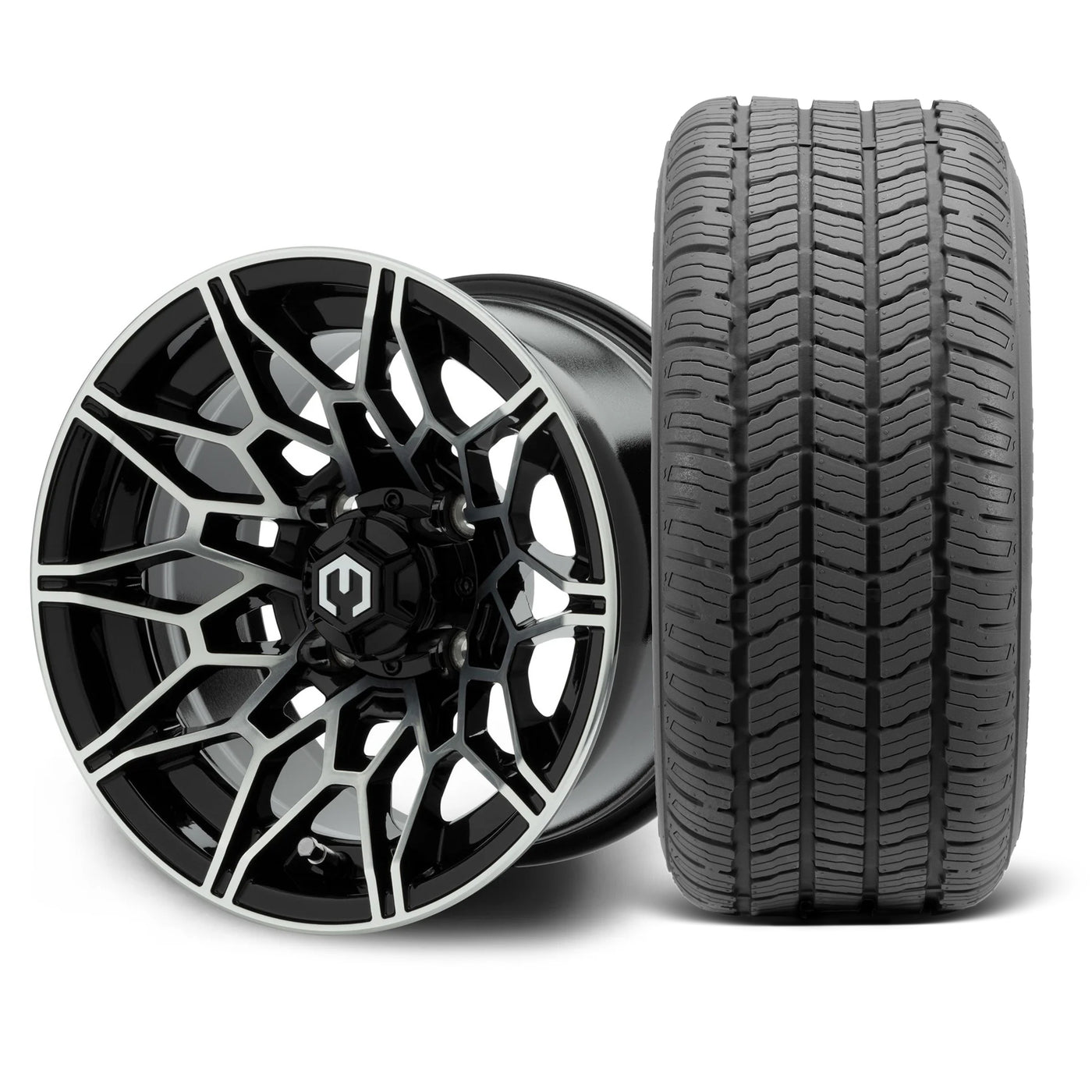 MODZ Galaxy 12x7 Machined Black Wheel & Gladiator Golf A/P Tire Package