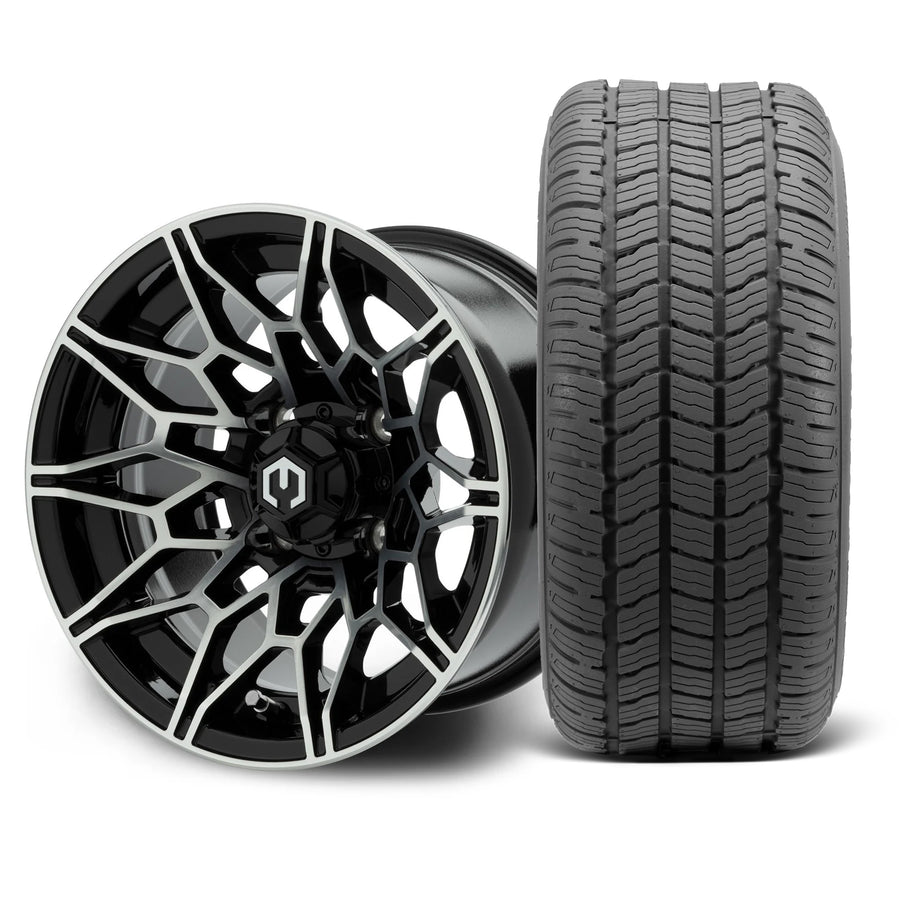MODZ Galaxy 12x7 Machined Black Wheel & Gladiator Golf A/P Tire Package