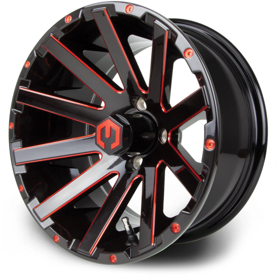 MODZ® Mauler 14x7 Red & Black Golf Cart Wheel